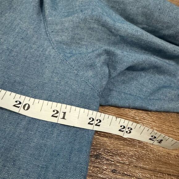 Quacker Factory Blue Denim Chambray Farmhouse Cottage Button-Up Shirt M READ - Picture 16 of 16